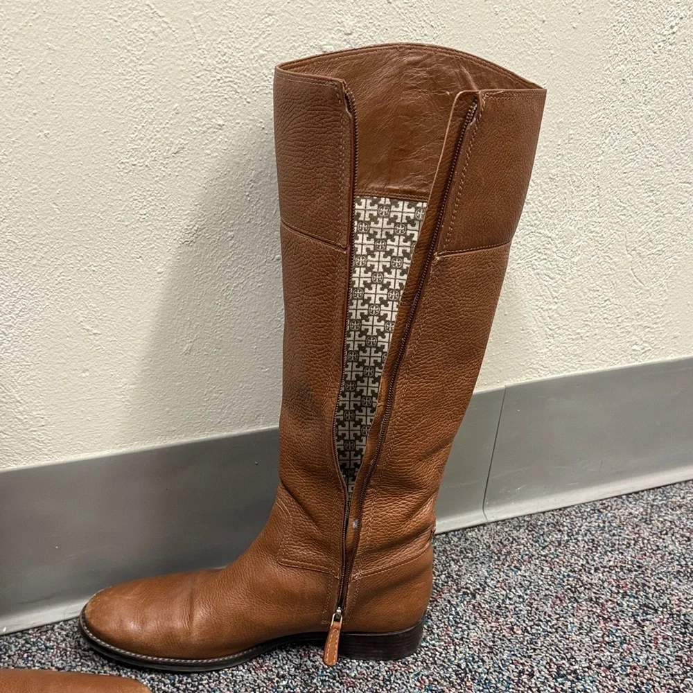 Tory Burch Jolie Riding Boot Size 10.5 Brown Leather - Picture 4 of 6